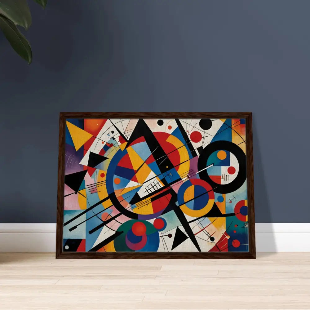 Framed abstract geometric painting from PixiOnyx Rhythmic Geometry collection