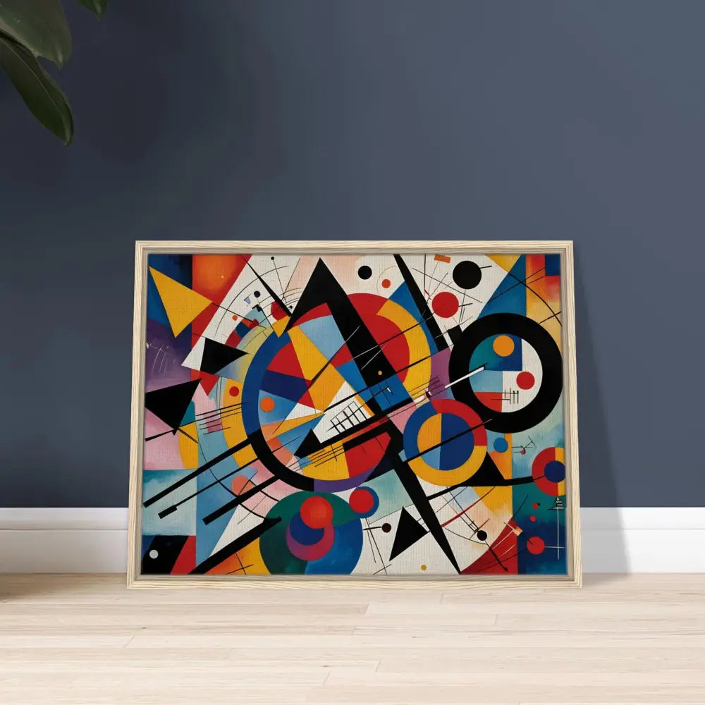 Framed abstract geometric painting from PixiOnyx Rhythmic Geometry collection