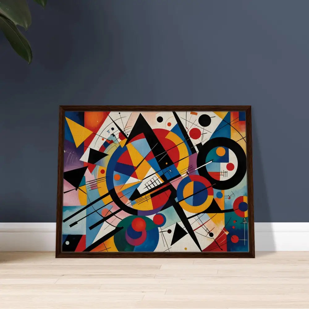Framed abstract geometric art on canvas in Rhythmic Geometry PixiOnyx collection