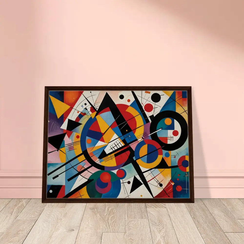 Framed abstract geometric canvas painting from PixiOnyx Rhythmic Geometry collection
