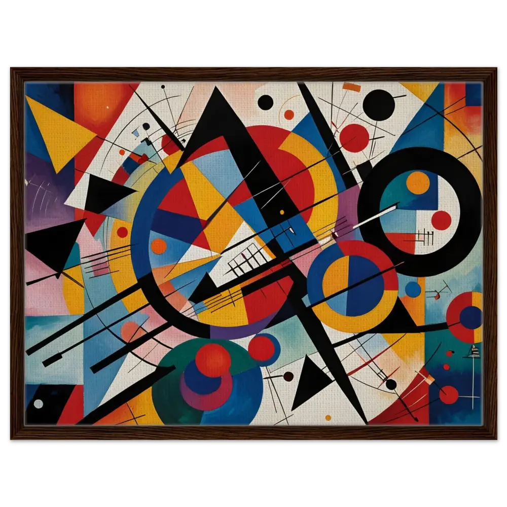 Abstract geometric painting on framed canvas in Rhythmic Geometry by PixiOnyx