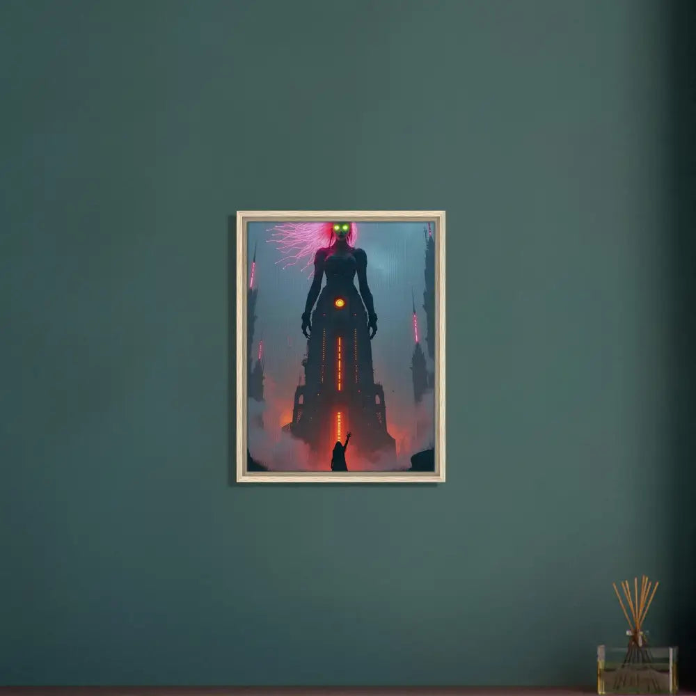 Framed fantasy art displayed in PixiOnyx Techno-Myth Showcase sci-fi fairytale canvas