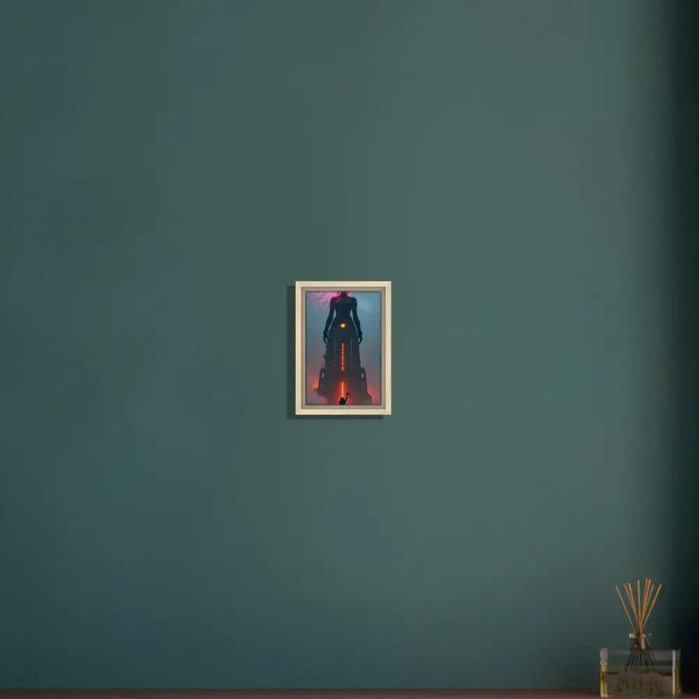 Framed futuristic figure art from PixiOnyx Techno-Myth Showcase product display