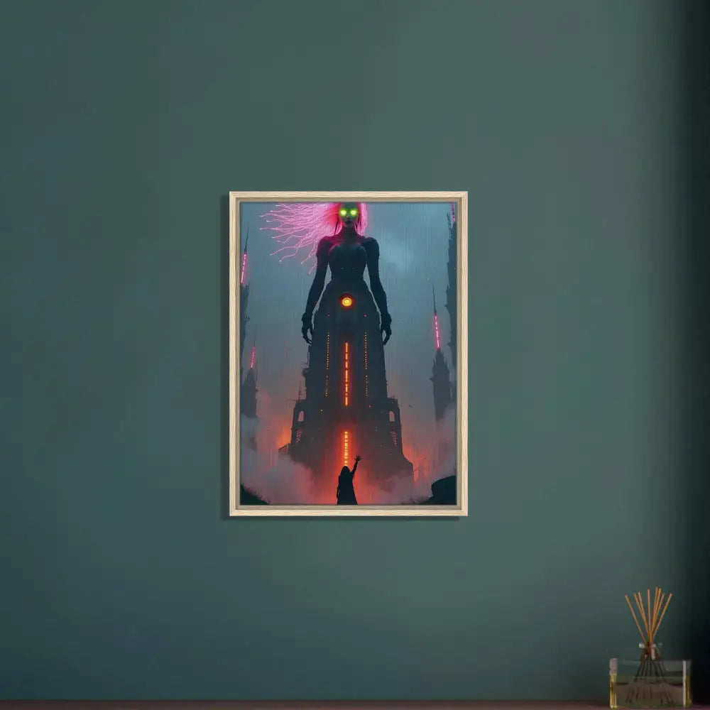 Framed futuristic artwork from PixiOnyx Techno-Myth Sci-fi Fairytale Canvas display