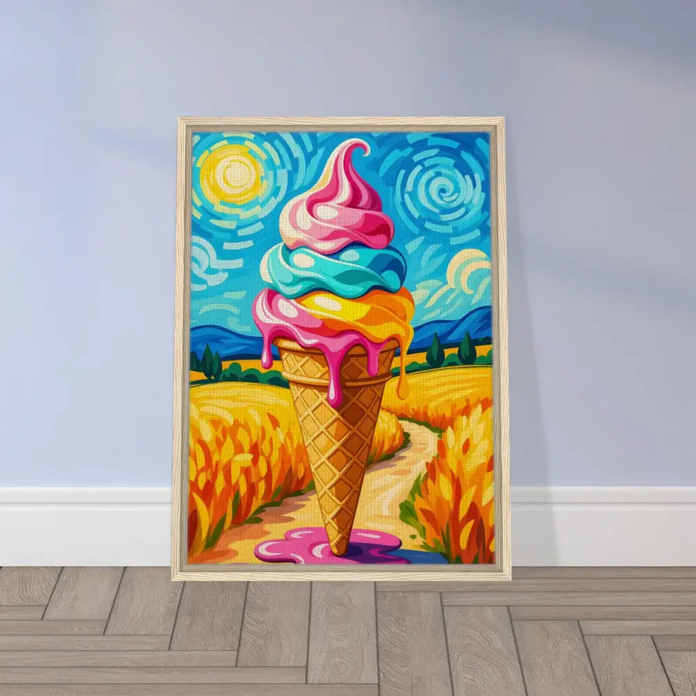 Framed Ice Cream Cone Painting from PixiOnyx Playful Elegance collection