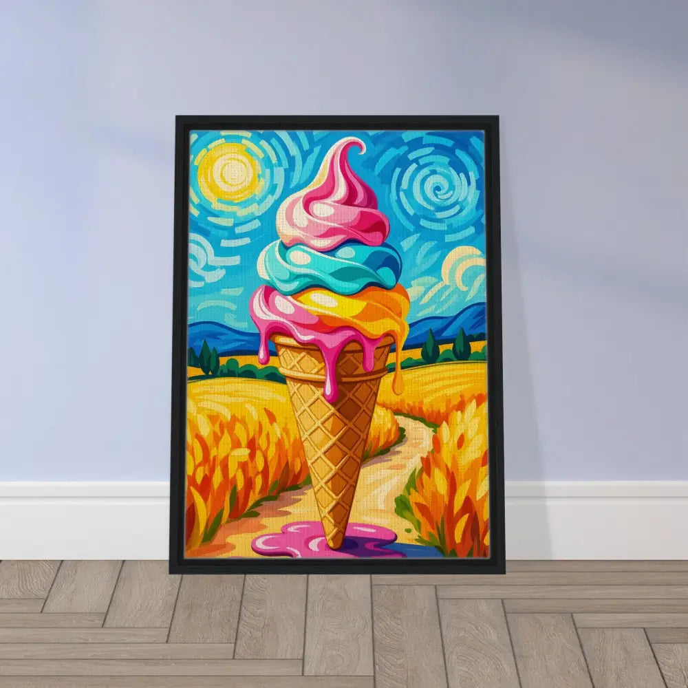 Framed Ice Cream Cone Painting from PixiOnyx Playful Elegance collection