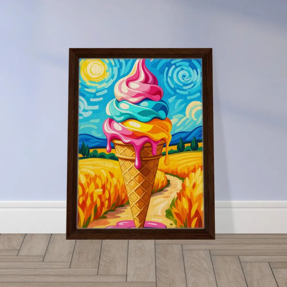 Framed ice cream cone painting from PixiOnyx Playful Elegance product collection
