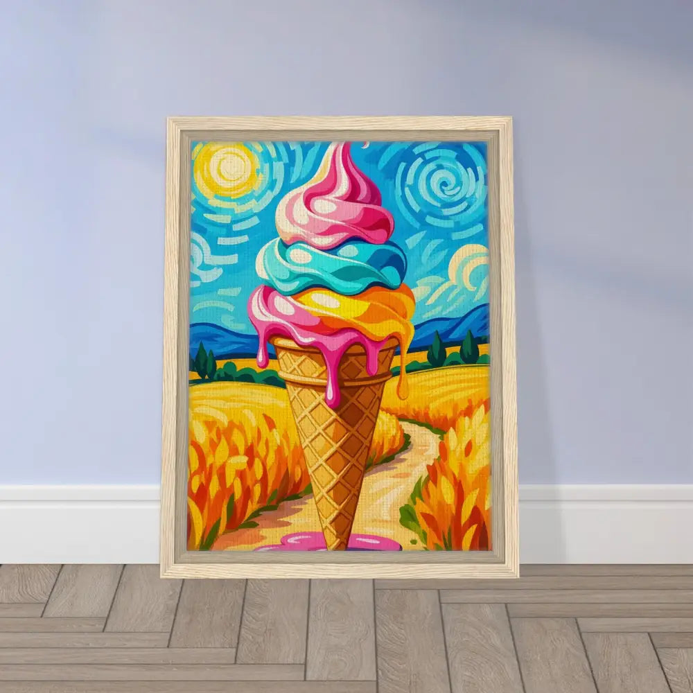 Framed ice cream cone painting from PixiOnyx Playful Elegance collection