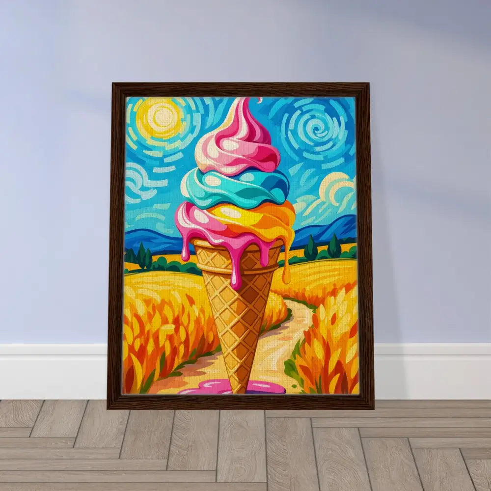 Framed Ice Cream Cone Painting from PixiOnyx Playful Elegance collection