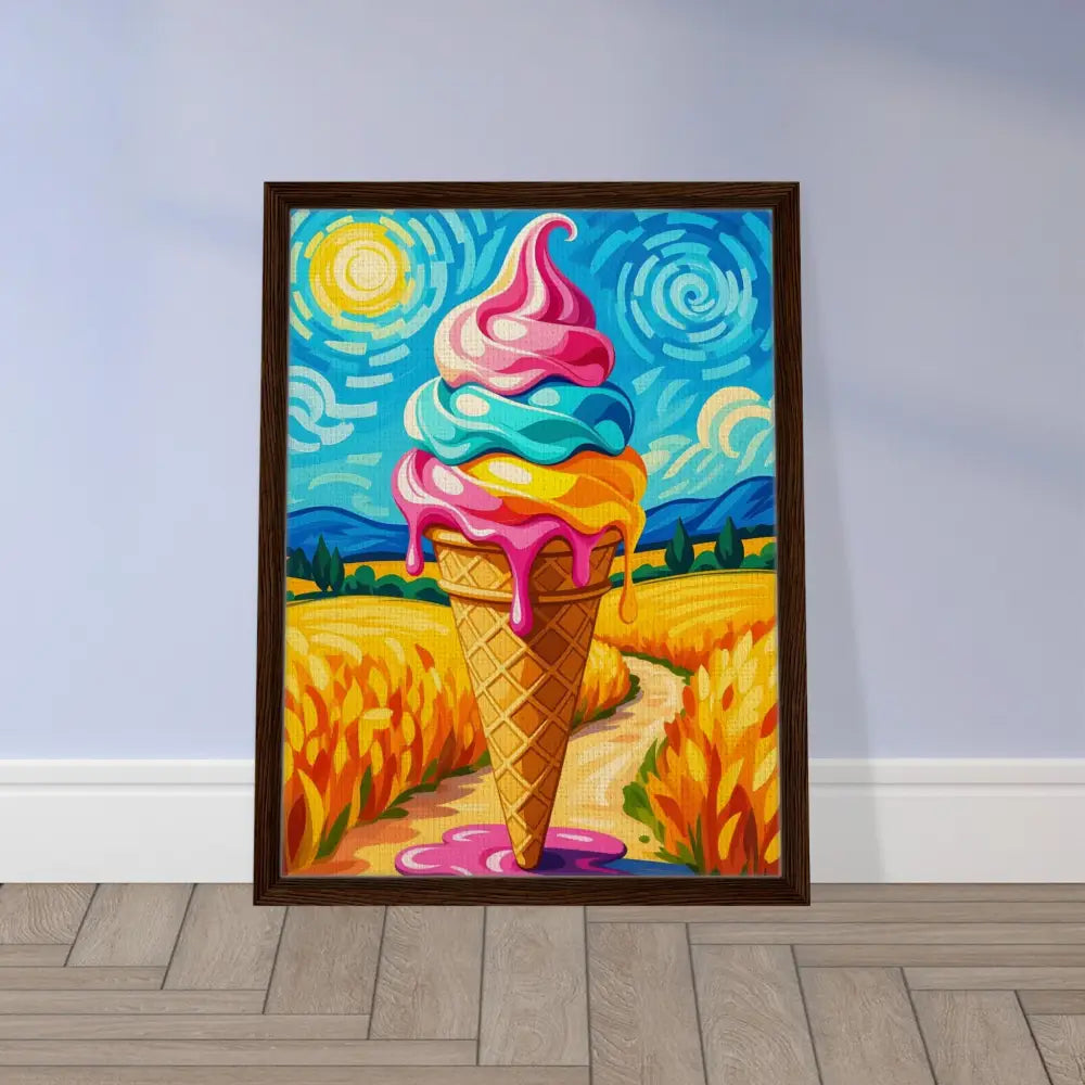 Framed Ice Cream Cone Painting from PixiOnyx Playful Elegance collection