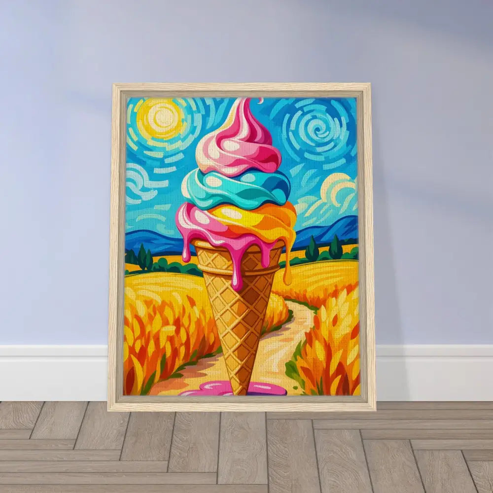 Framed ice cream cone painting from PixiOnyx Playful Elegance collection