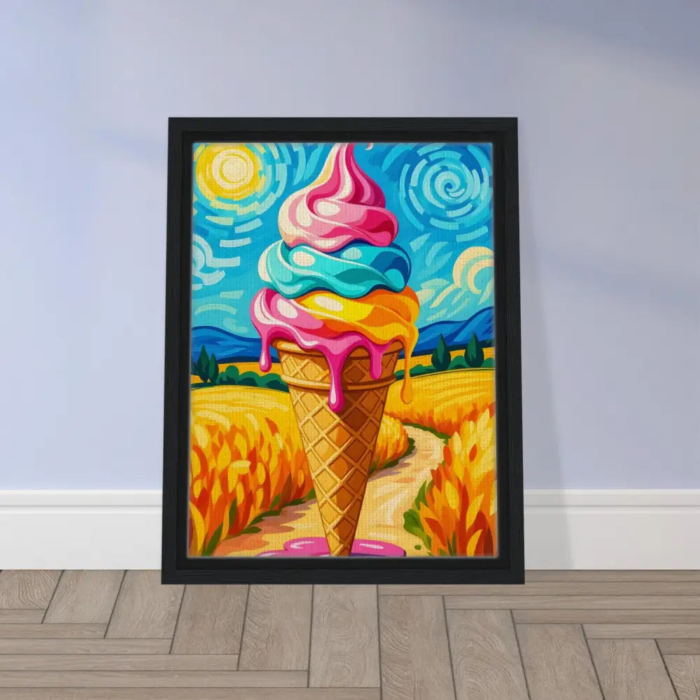 Framed ice cream cone painting displayed in PixiOnyx Playful Elegance product