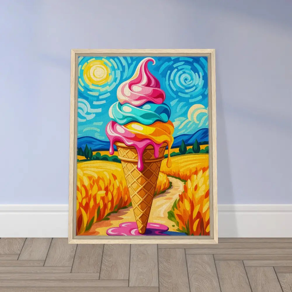Framed ice cream cone painting from PixiOnyx Playful Elegance collection