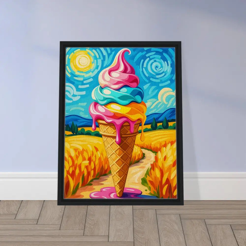 Framed ice cream cone painting from PixiOnyx Playful Elegance collection
