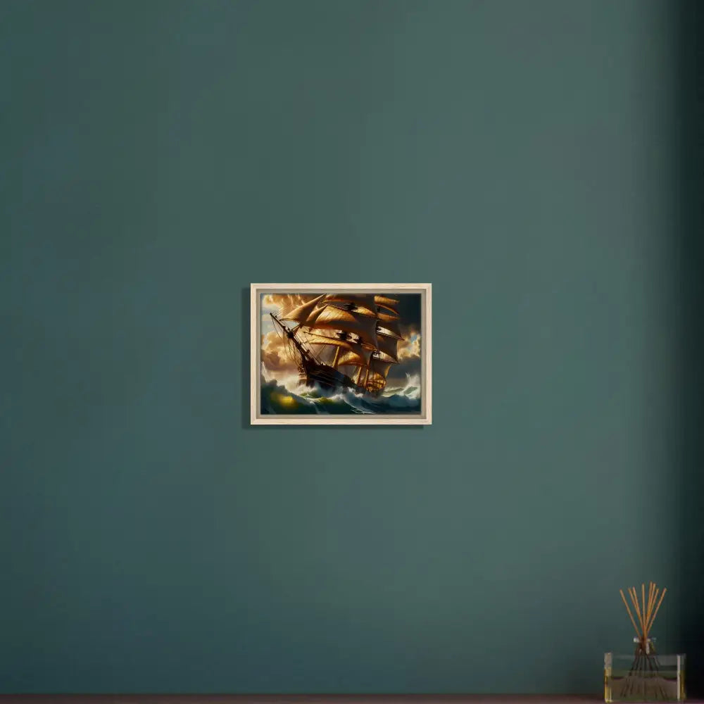 Framed ship painting from PixiOnyx Gallery Edition Temestbound Sovereign Canvas art