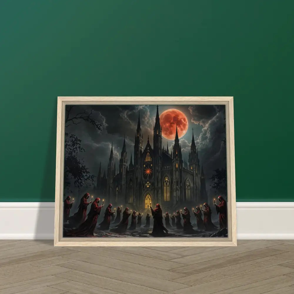 Framed Gothic Cathedral Artwork on Canvas for The Crimson Liturgy by PixiOnyx Devotional Gallery