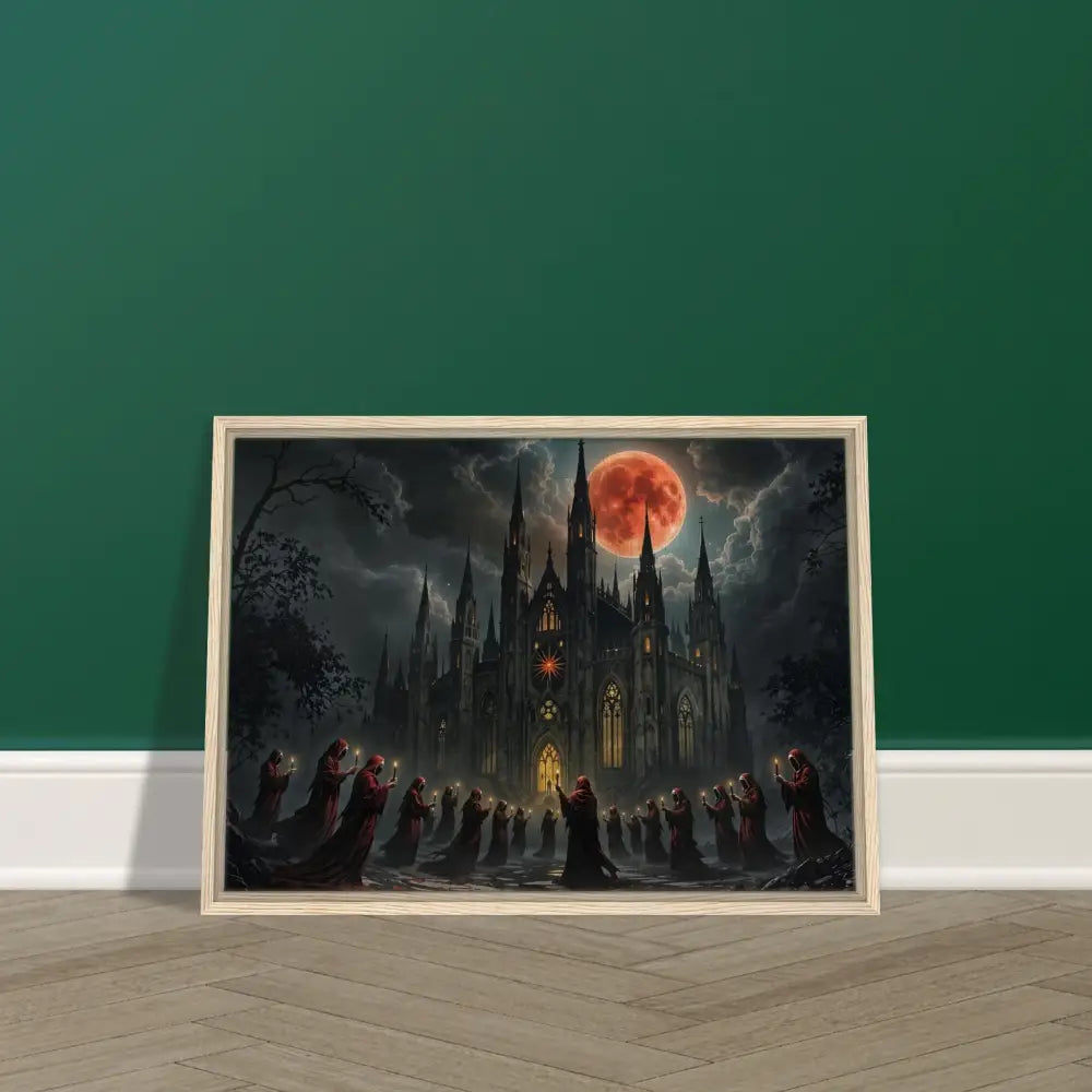 Framed gothic castle painting from PixiOnyx Devotional Gallery, The Crimson Liturgy