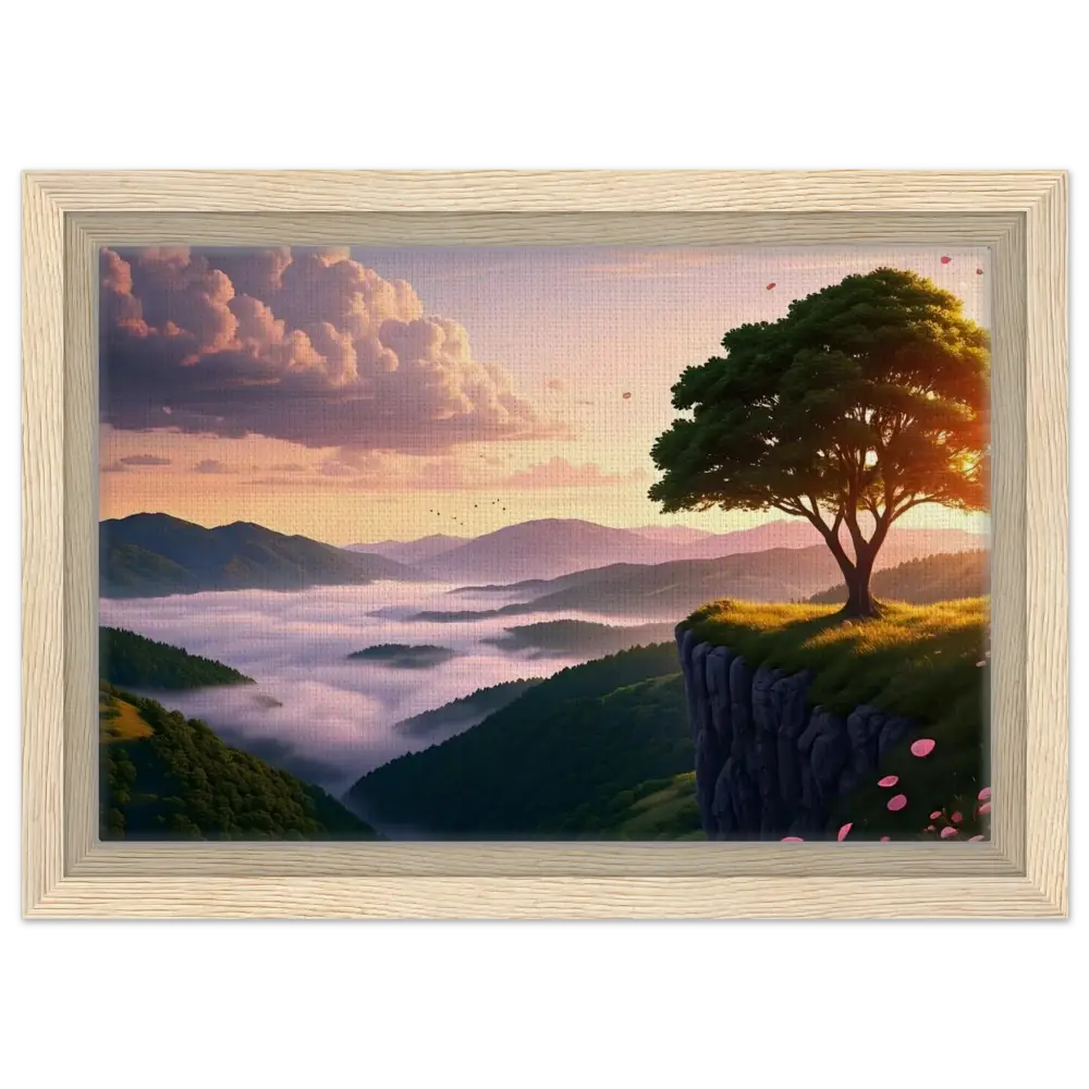 Framed landscape painting titled The Edge of Dawn on PixiOnyx Tranquility Display