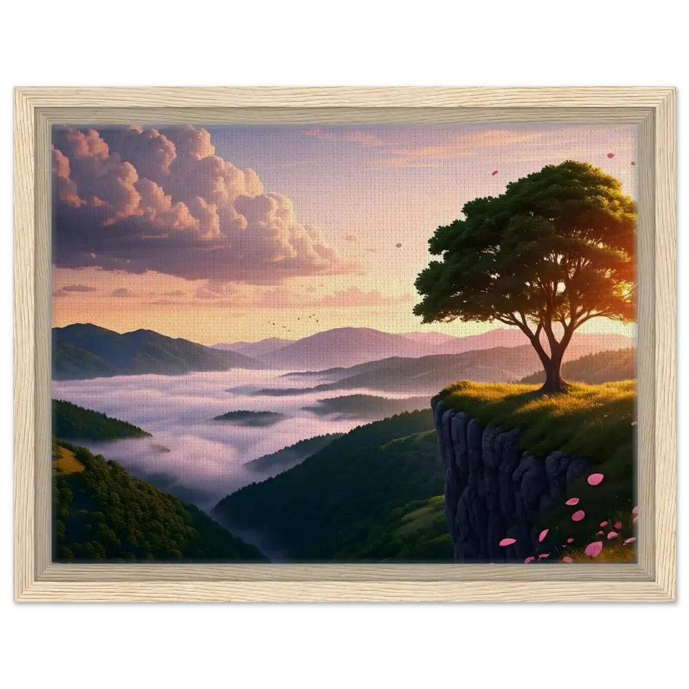 Framed landscape painting titled The Edge of Dawn on PixiOnyx Tranquility Display