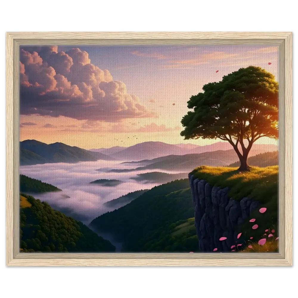 Framed landscape painting titled The Edge of Dawn by PixiOnyx on Tranquility Display