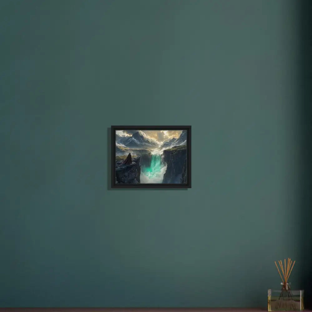 Framed waterfall landscape painting on PixiOnyx Grand Canyonlight Edition canvas