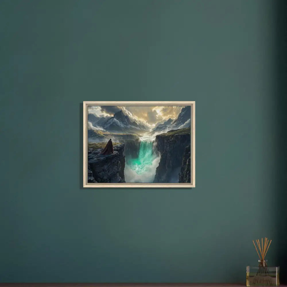Framed waterfall landscape painting on PixiOnyx Grand Canyonlight Edition Canvas