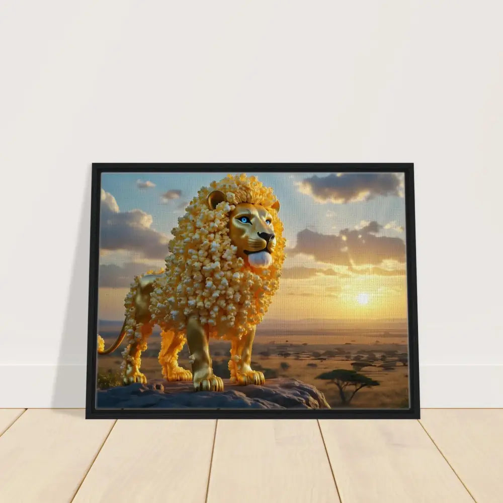 Framed lion artwork from PixiOnyx Whimsical Wilderness Canvas Collection