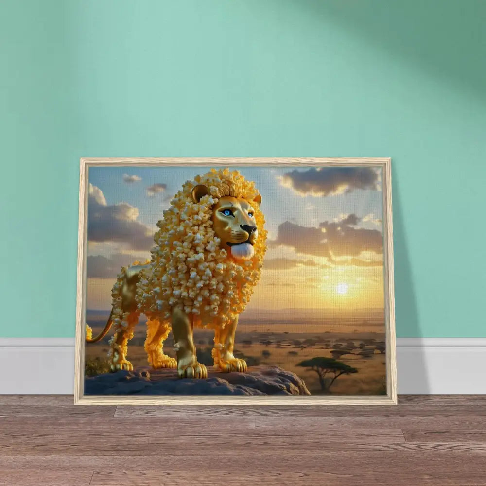 Framed lion artwork from PixiOnyx Whimsical Wilderness collection