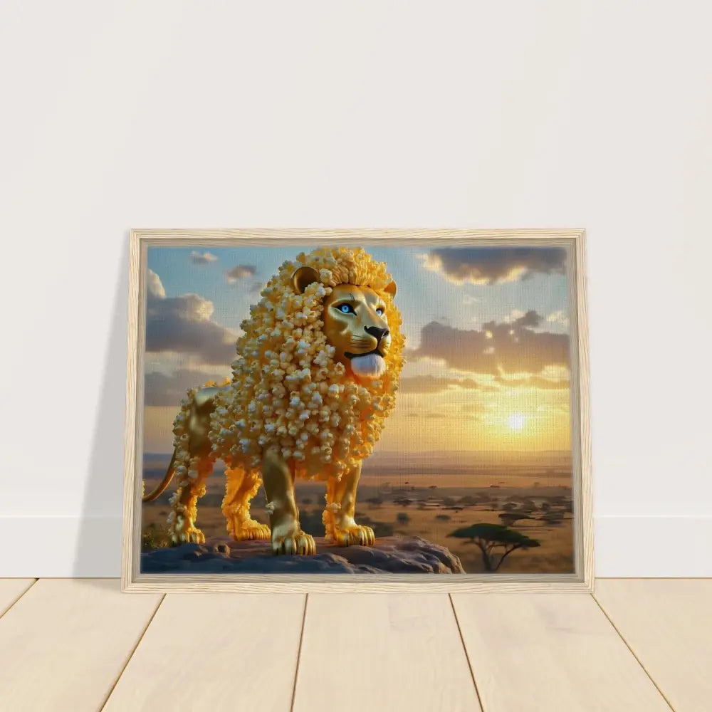Framed Lion Artwork from PixiOnyx Whimsical Wilderness canvas collection