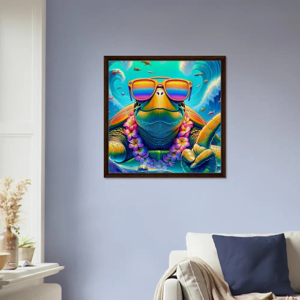 Framed turtle art displayed on PixiOnyx Deluxe Drift Display product