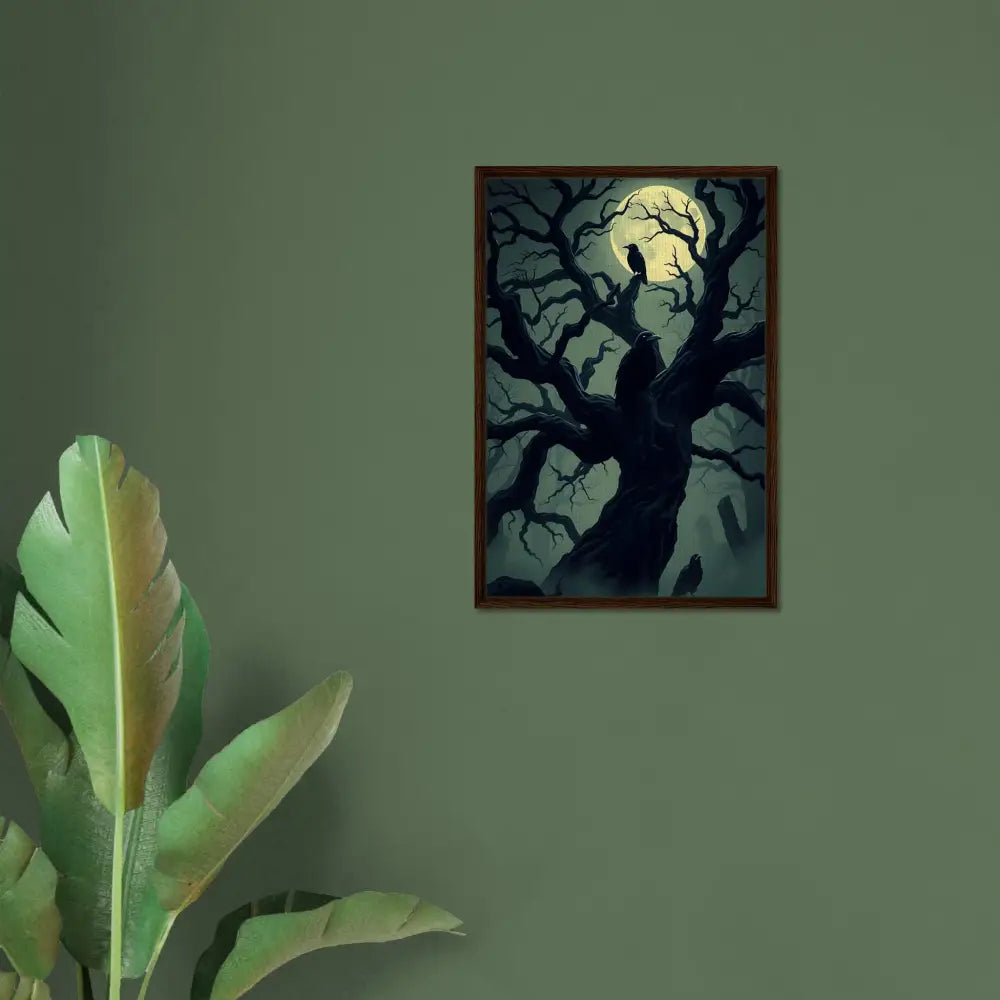 Framed spooky tree art on PixiOnyx Obsidian Hollow Frame for Halloween decor