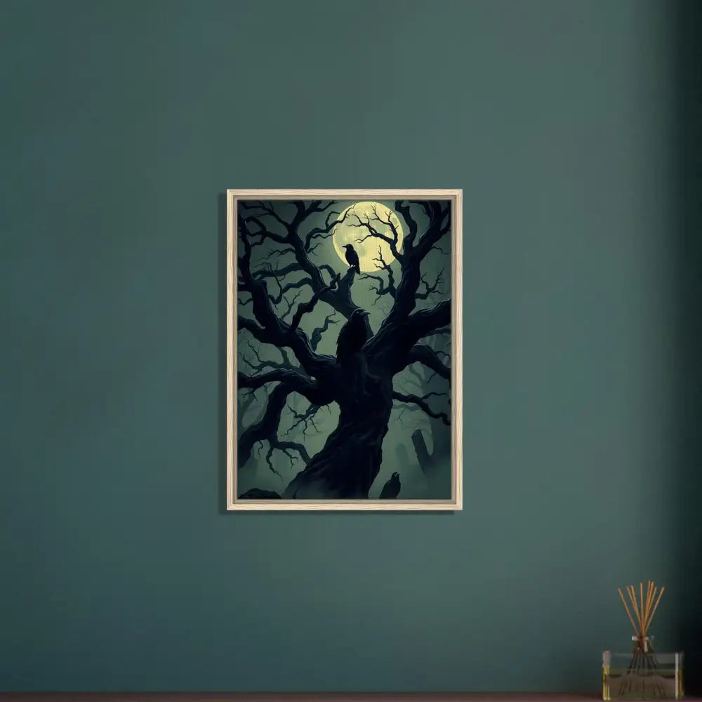 Framed spooky tree art on PixiOnyx Obsidian Hollow Frame product display