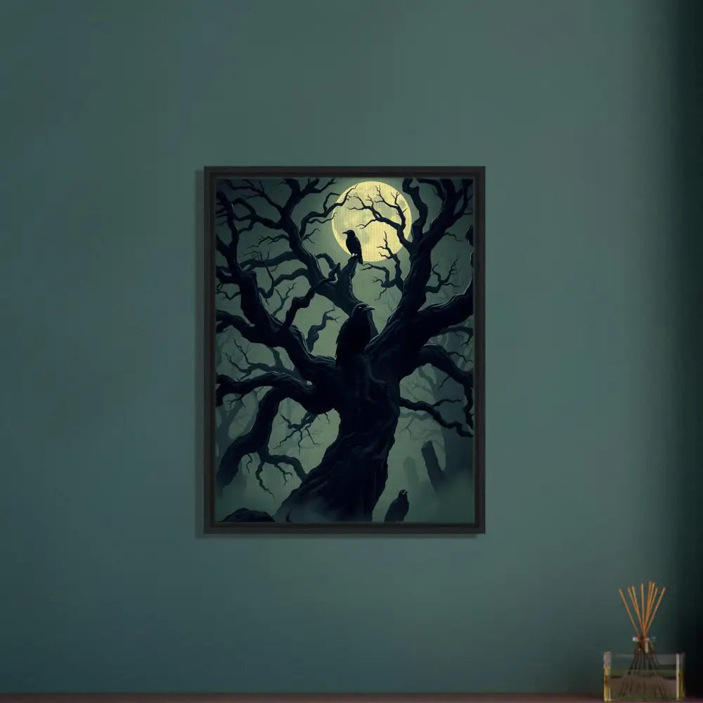 Framed spooky tree art on PixiOnyx Obsidian Hollow Frame for eerie wall decor