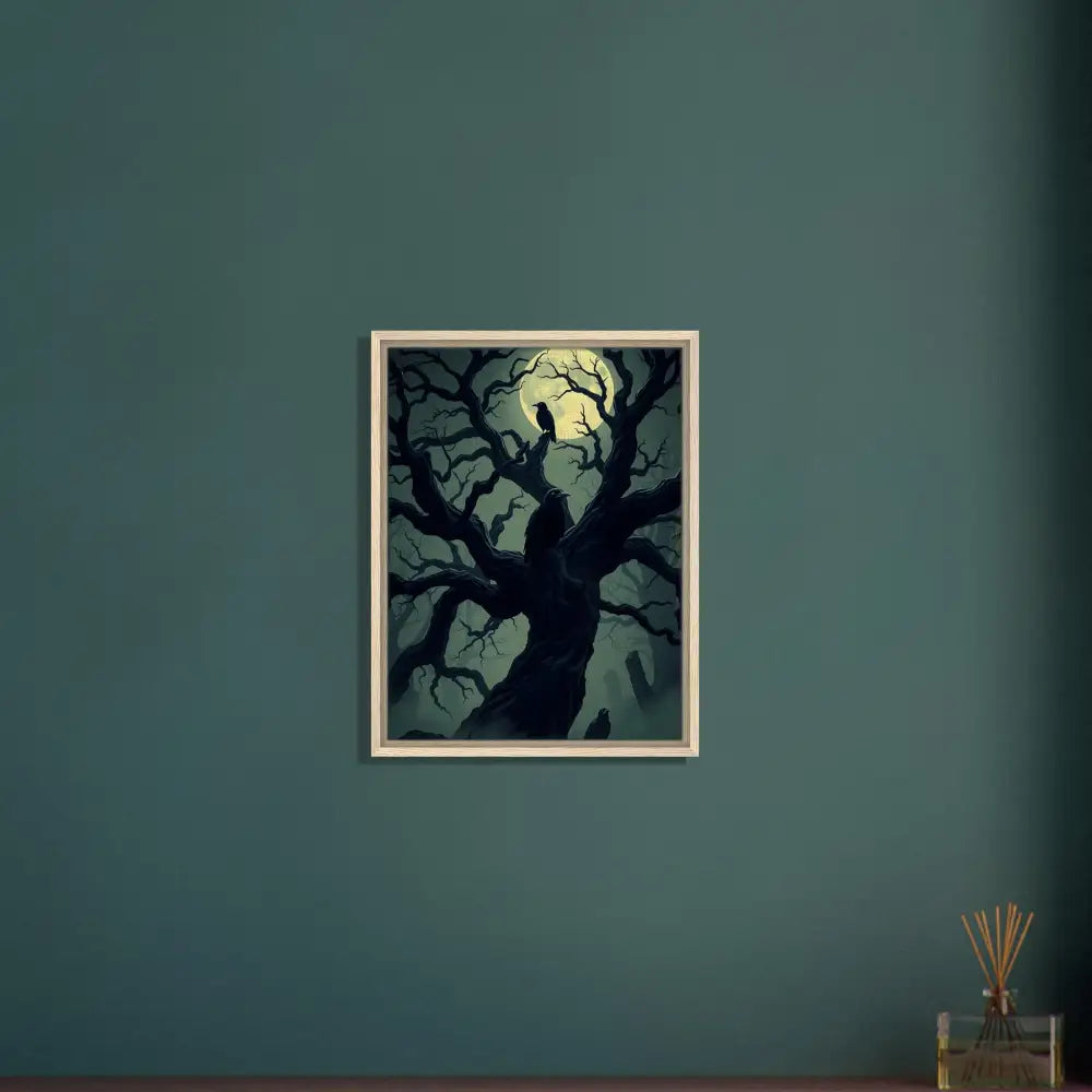 Framed spooky tree artwork in PixiOnyx Obsidian Hollow Frame for eerie decor