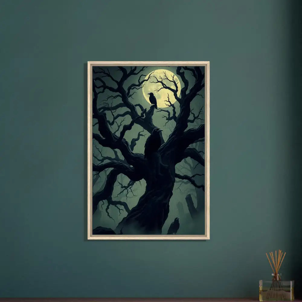 Framed spooky tree art on PixiOnyx Obsidian Hollow Frame for haunting wall decor