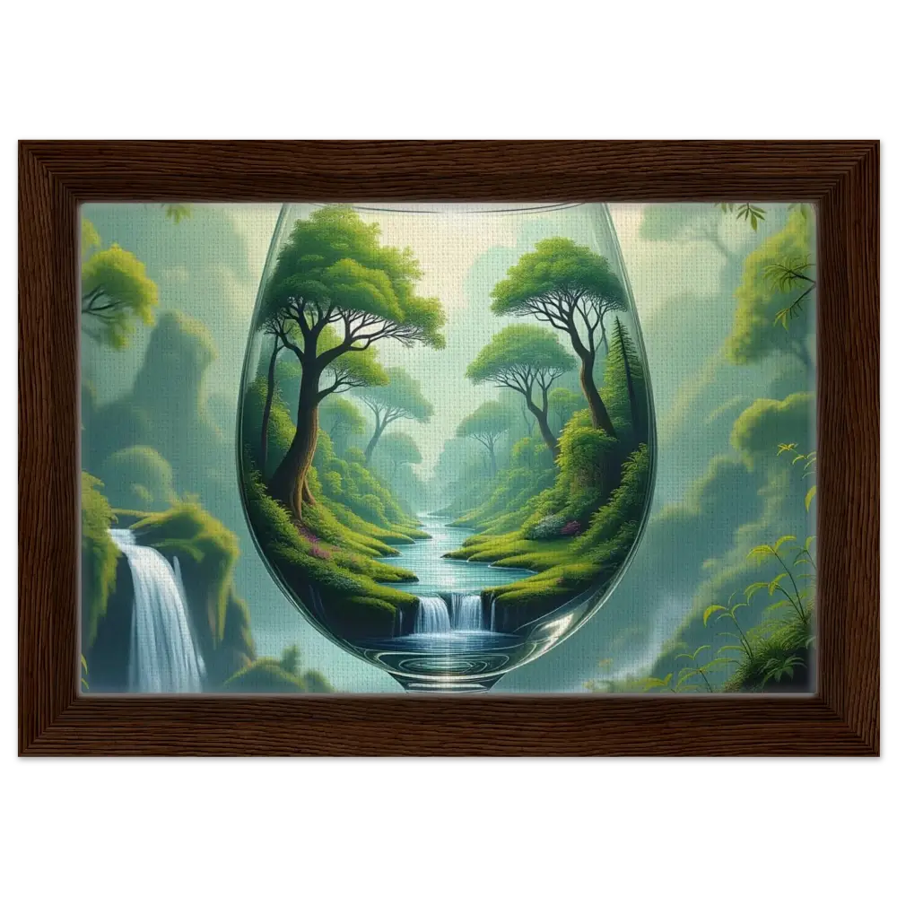 Framed landscape art inside a wine glass for PixiOnyx Dreamcore Showcase