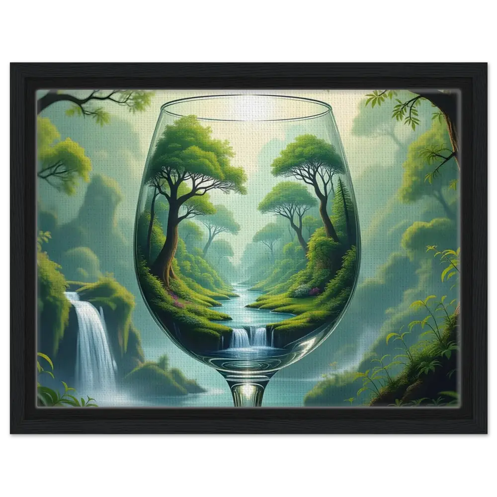 Wine glass with a lush Forest landscape art from PixiOnyx Dreamcore showcase
