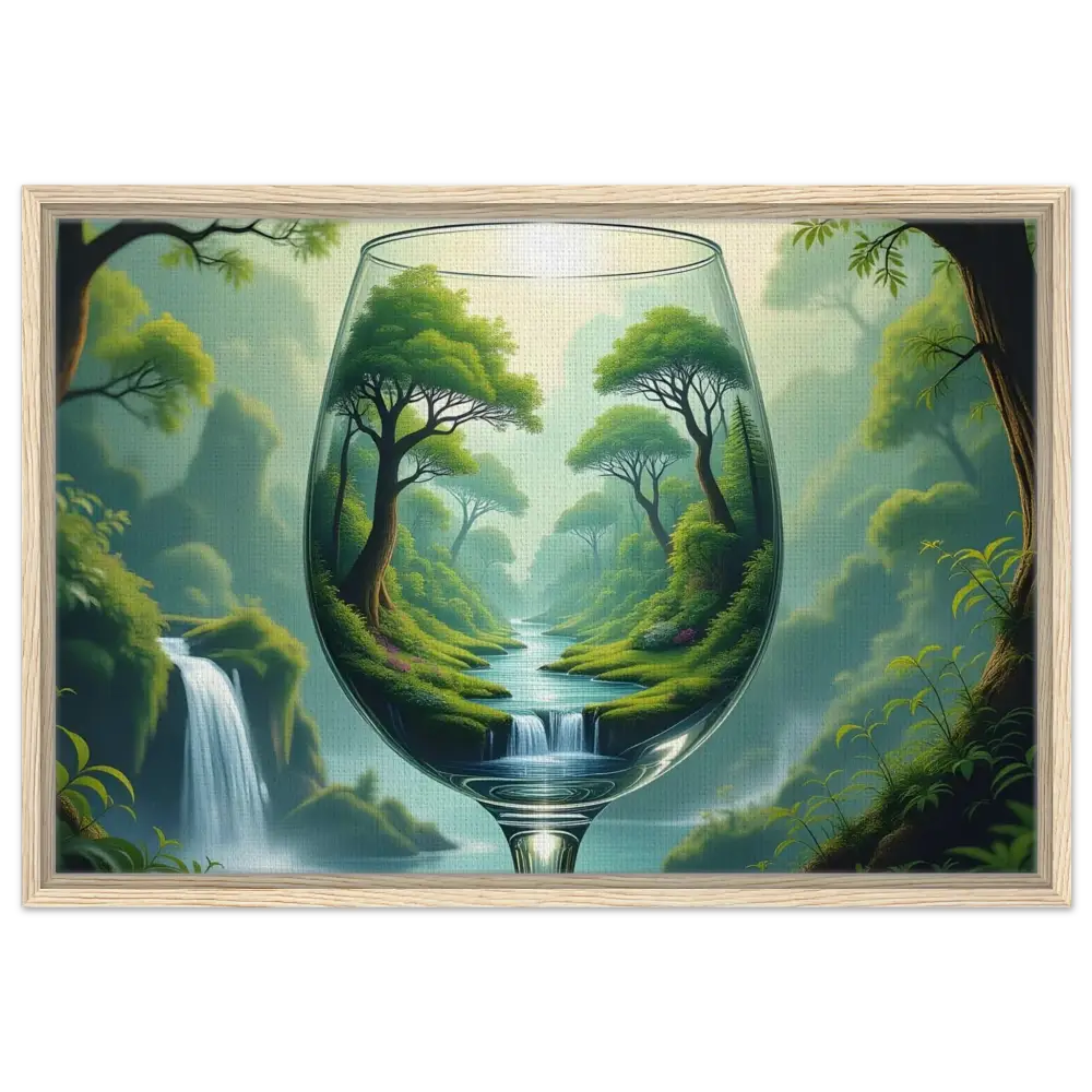Framed wine glass landscape artwork in PixiOnyx Dreamcore Surreal Forest product