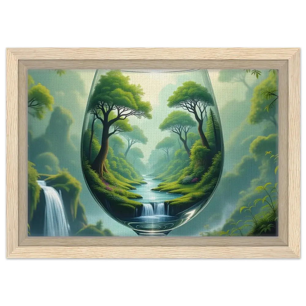 Framed landscape within a wine glass displayed on PixiOnyx Dreamcore showcase