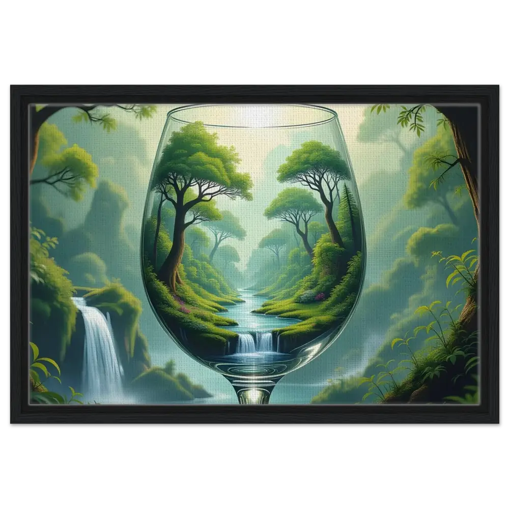 Framed wine glass landscape artwork in Surreal Forest theme from PixiOnyx Dreamcore Showcase