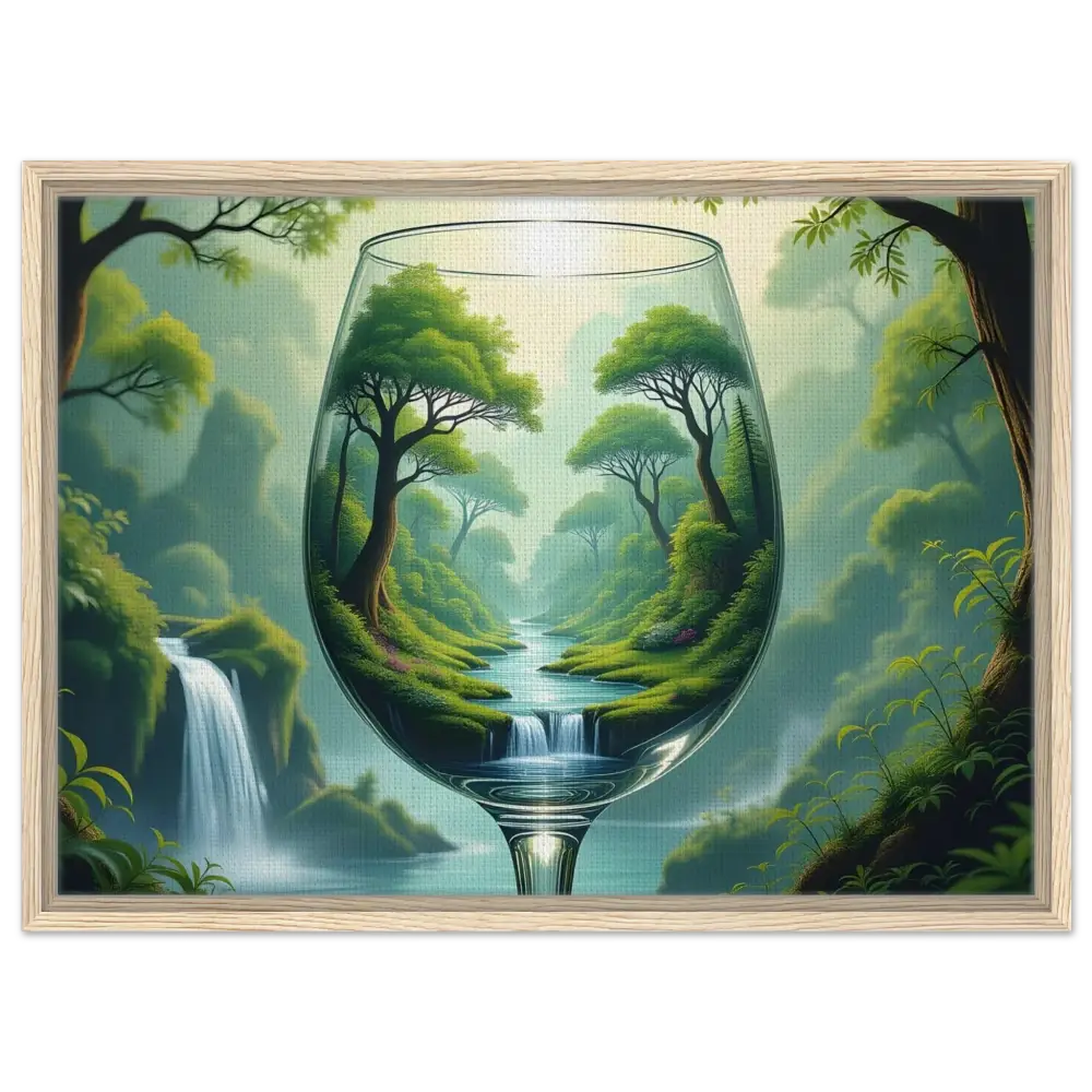 Framed wine glass landscape art from PixiOnyx Dreamcore Showcase featuring surreal forest scene