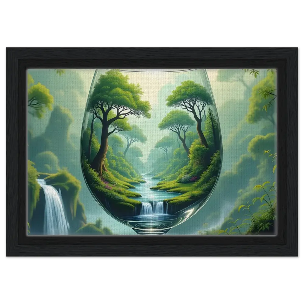 Framed nature scene within a wine glass displayed in PixiOnyx Dreamcore Showcase