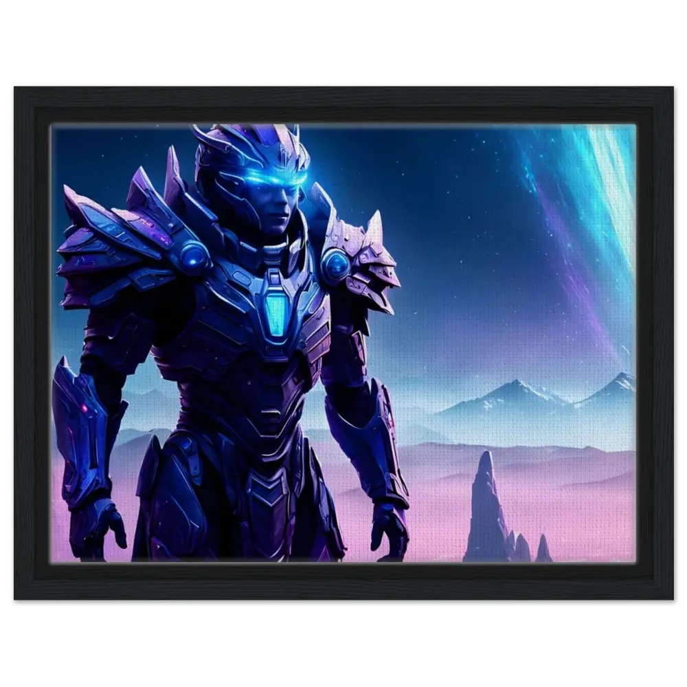 Framed futuristic armored warrior art for Starwatch Titan PixiOnyx Floating Frame Print