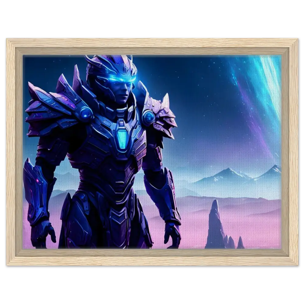 Framed futuristic armored warrior artwork from Starwatch Titan PixiOnyx Floating Frame Print