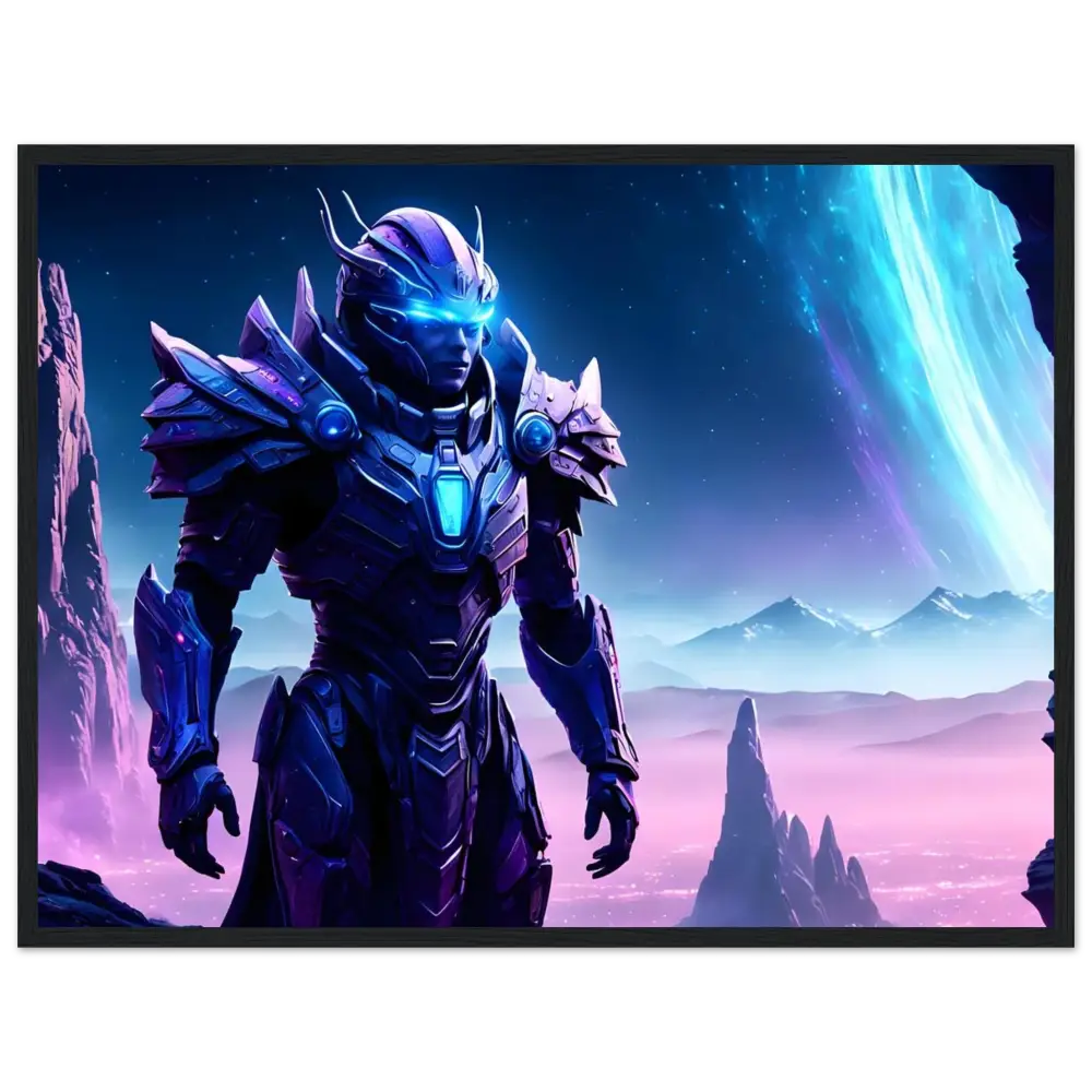 Futuristic armored warrior depicted on PixiOnyx Matte Wall Display poster