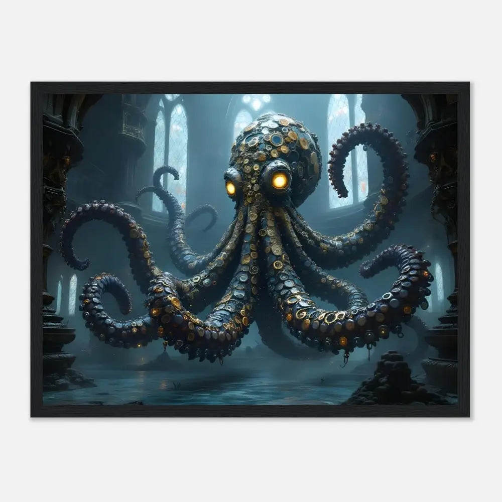 Framed Steampunk Octopus Artwork from PixiOnyx Mythprint Edition Gothic Clocktopus Art