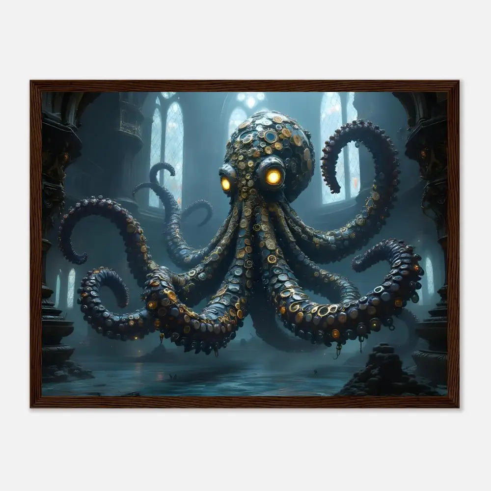 Framed Steampunk Octopus Artwork from PixiOnyx Mythprint Edition Gothic Clocktopus Art