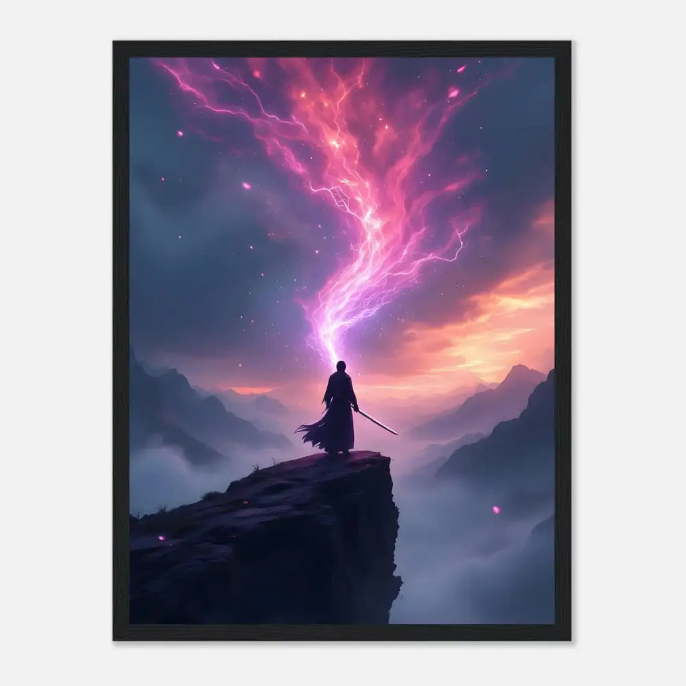 Framed Fantasy Art Print Cosmic Cliff The Edge of Power PixiOnyx Matte Display
