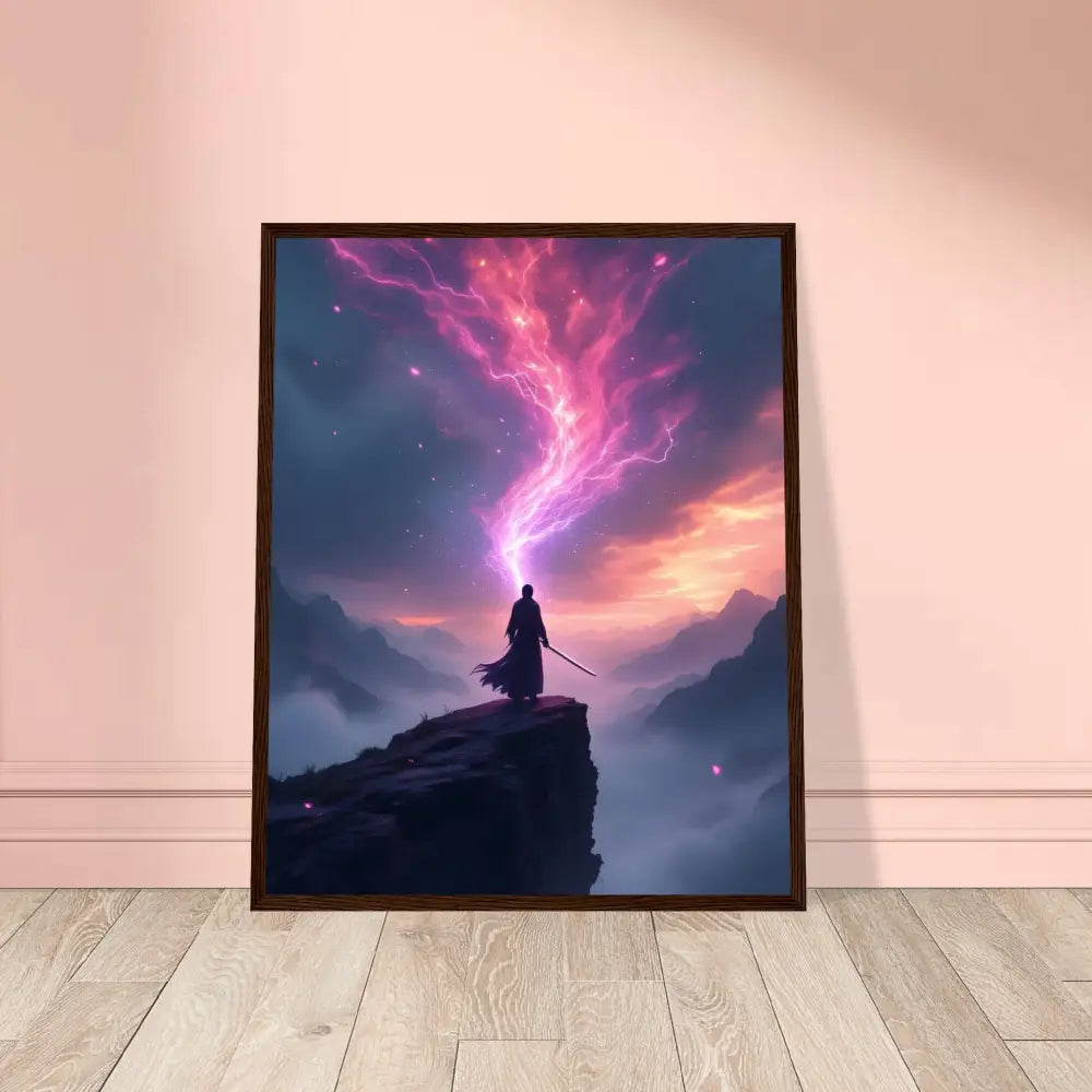 Framed Cosmic Cliff Fantasy Art Print displayed as PixiOnyx Matte Print