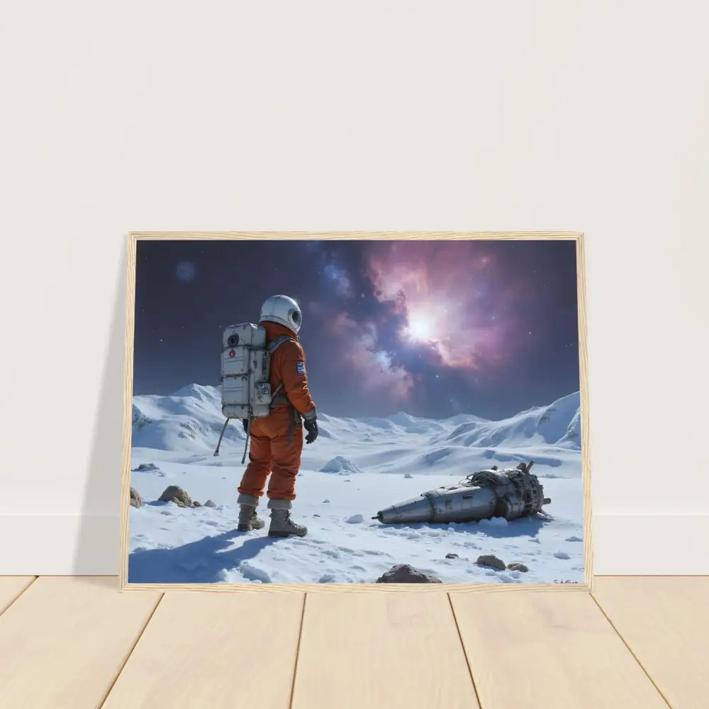 Framed Crashed Astronaut Poster Silent Descent PixiOnyx Matte Print interior decor